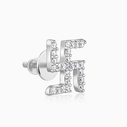 Silver Swastik Shine Stud For Him