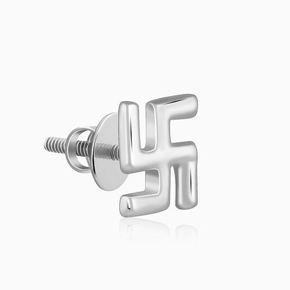 Silver Swastik Stud For Him
