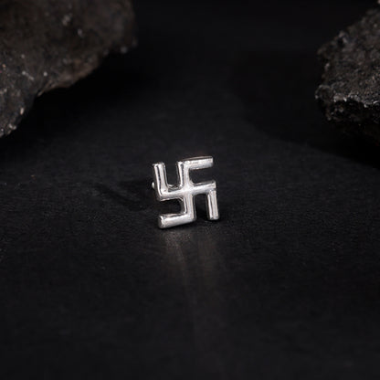 Silver Swastik Stud For Him