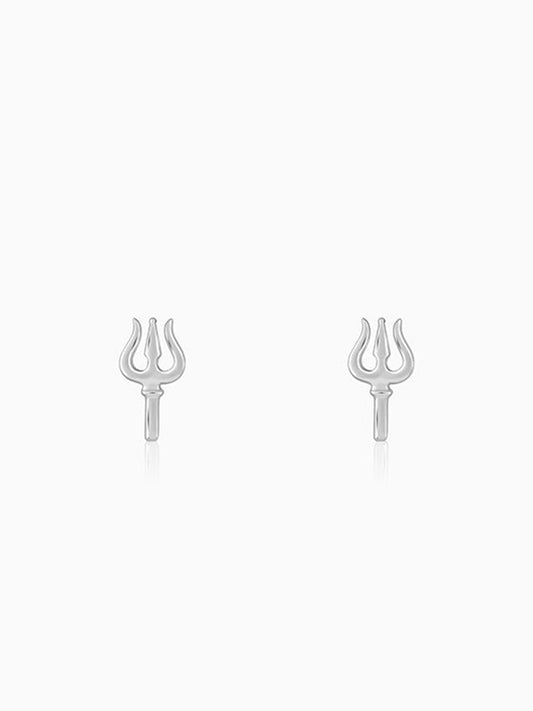 Silver Trident Stud For Him