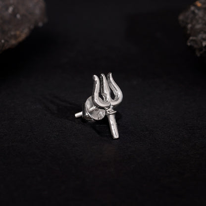 Silver Trident Stud For Him