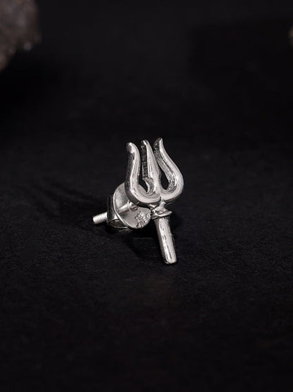 Silver Trident Stud For Him