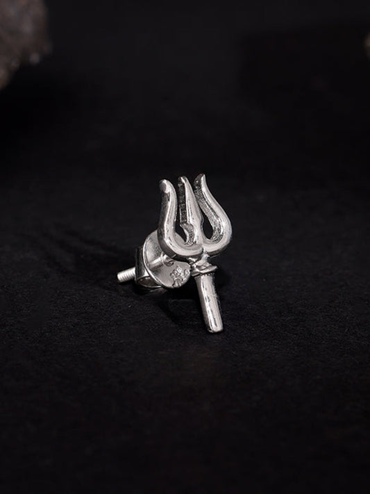 Silver Trident Stud For Him