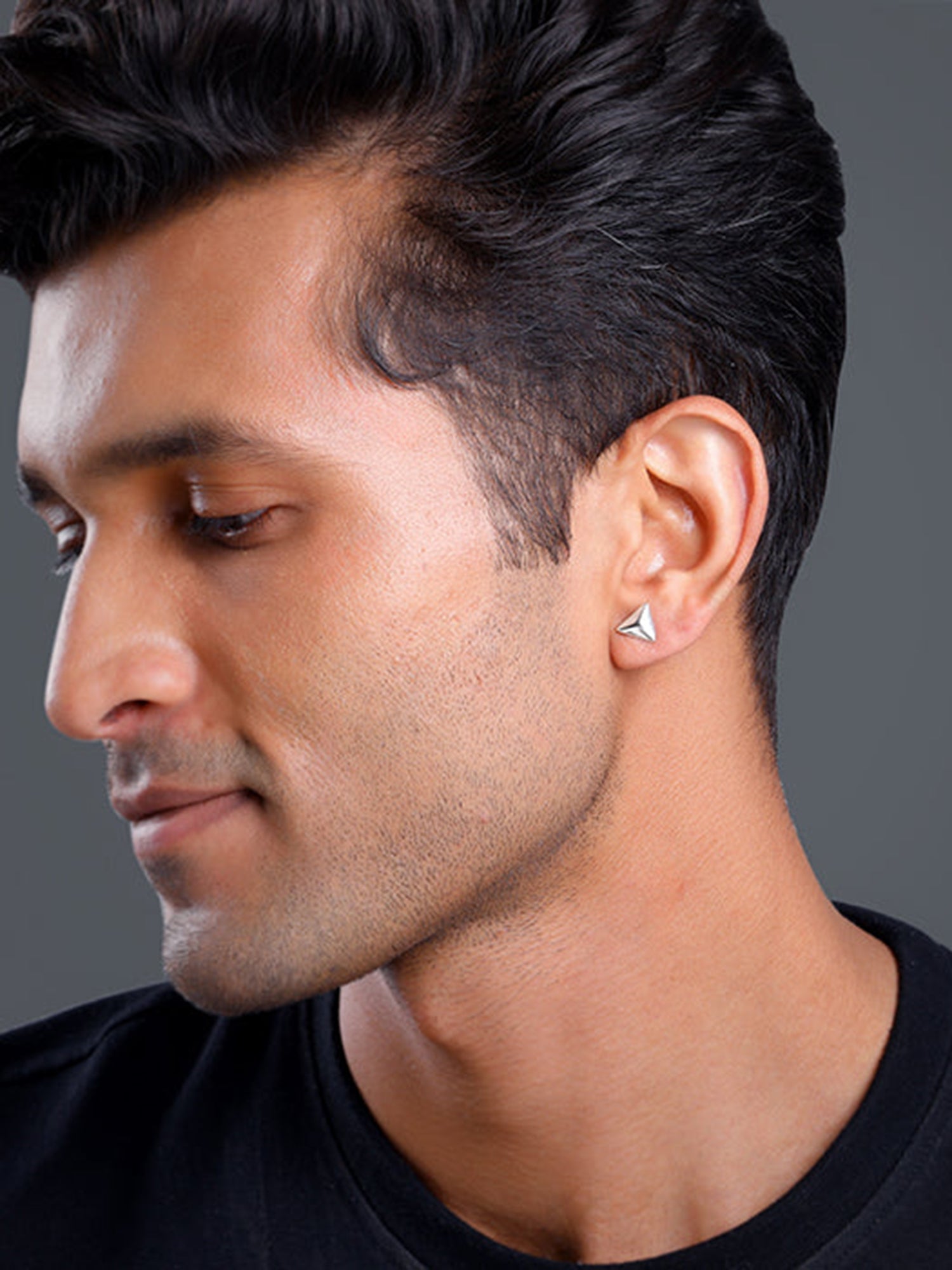 Silver Echo Triangle Stud For Him