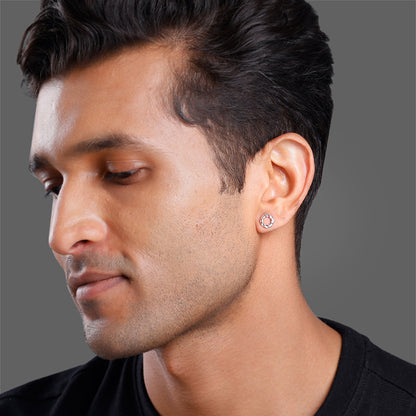 Silver Twist Halo Stud For Him