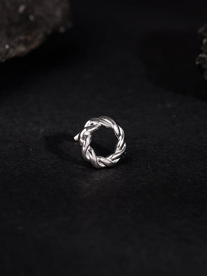 Silver Twist Halo Stud For Him