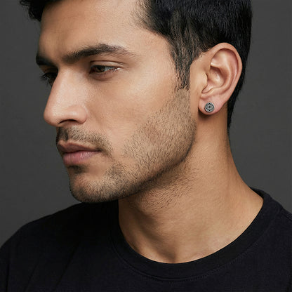 Oxidised Zen Circle Stud For Him