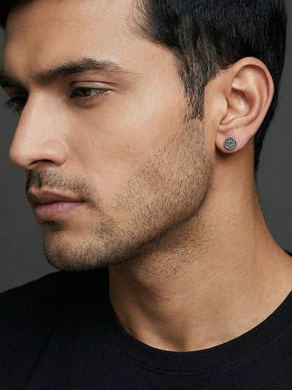 Oxidised Zen Circle Stud For Him