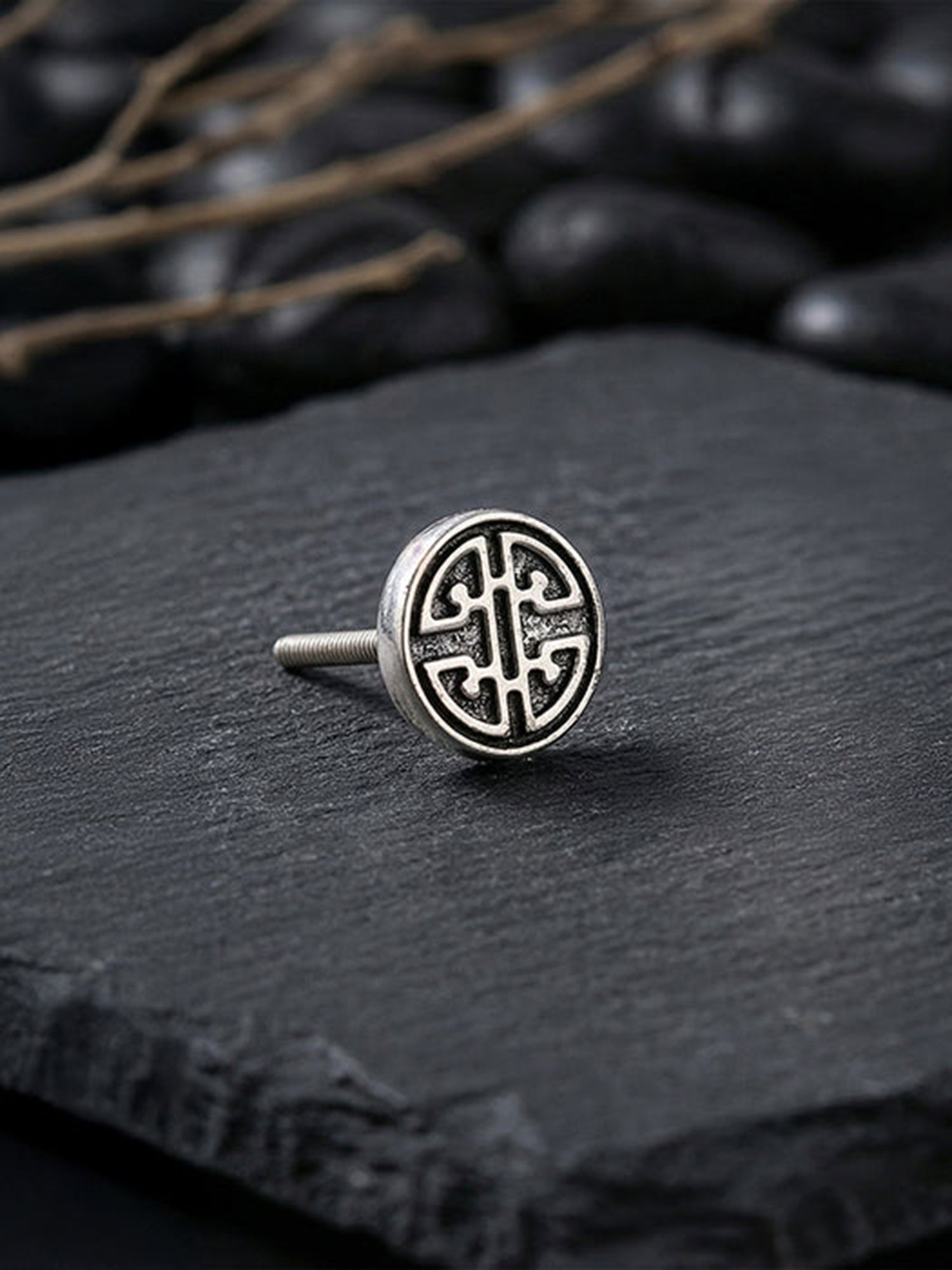 Oxidised Zen Circle Stud For Him