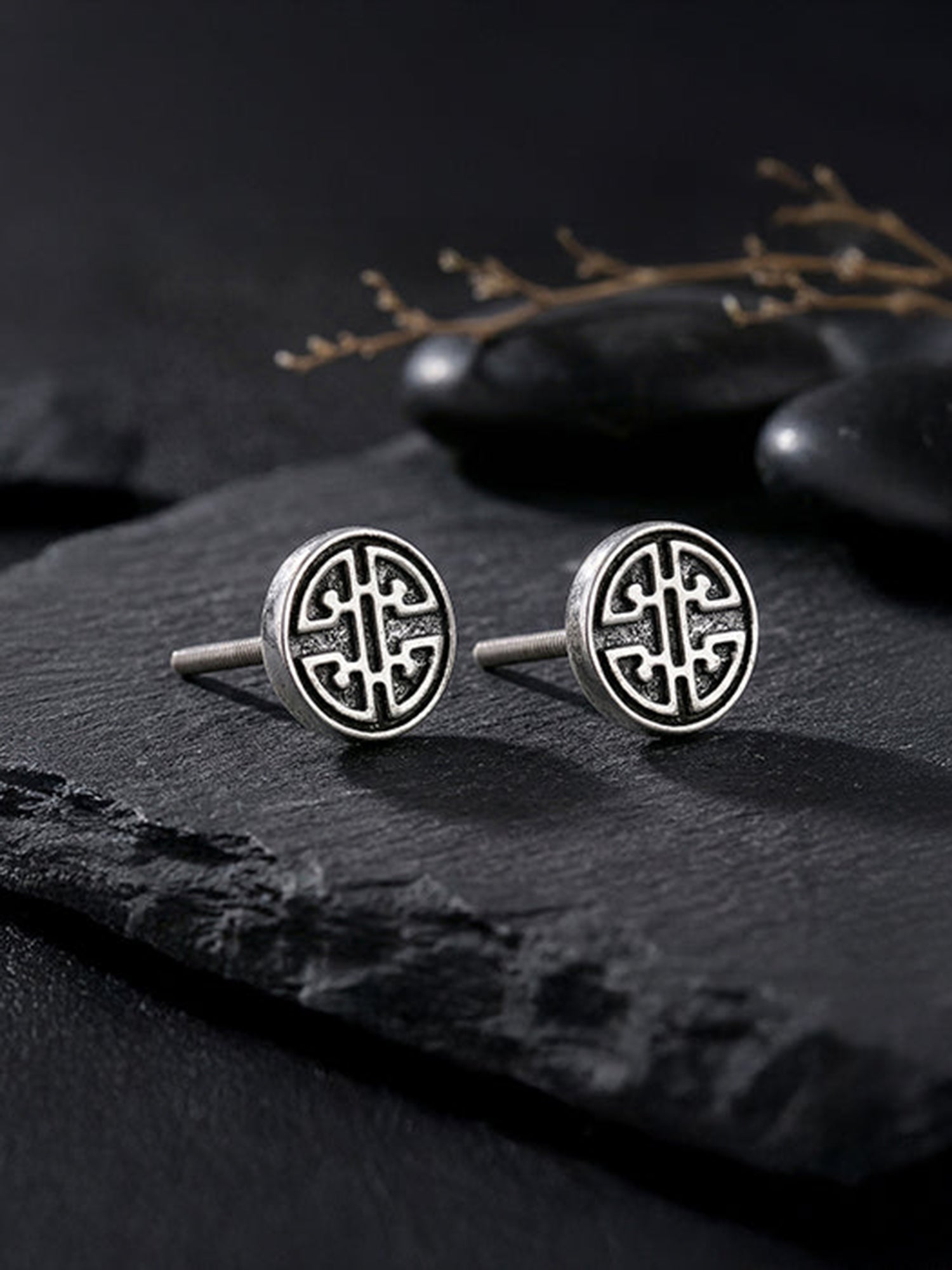 Oxidised Zen Circle Stud For Him
