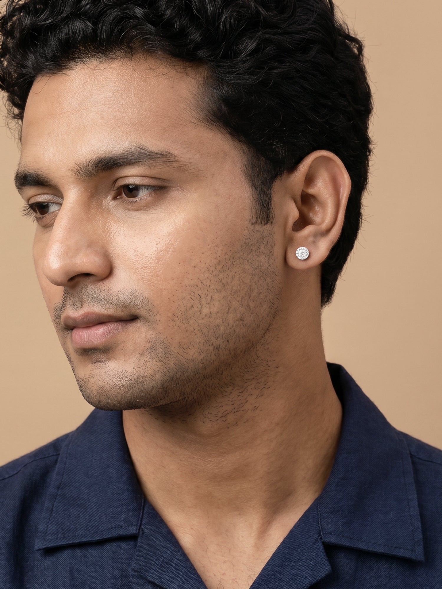 Silver Chakra Shield Stud For Him