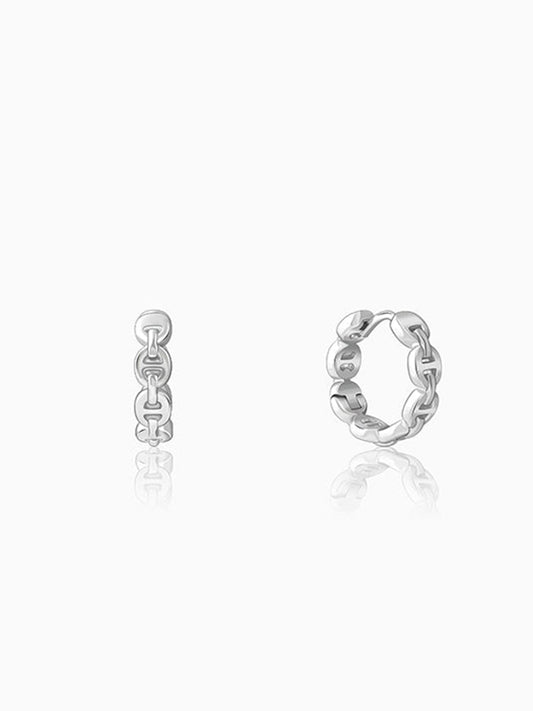 Silver Chain Hoop Earring For Him