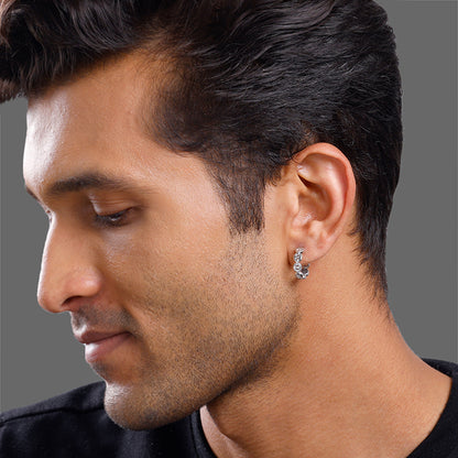 Silver Chain Hoop Earring For Him