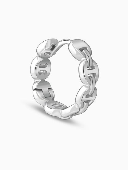 Silver Chain Hoop Earring For Him