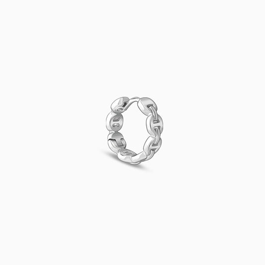 Silver Chain Hoop Earring For Him