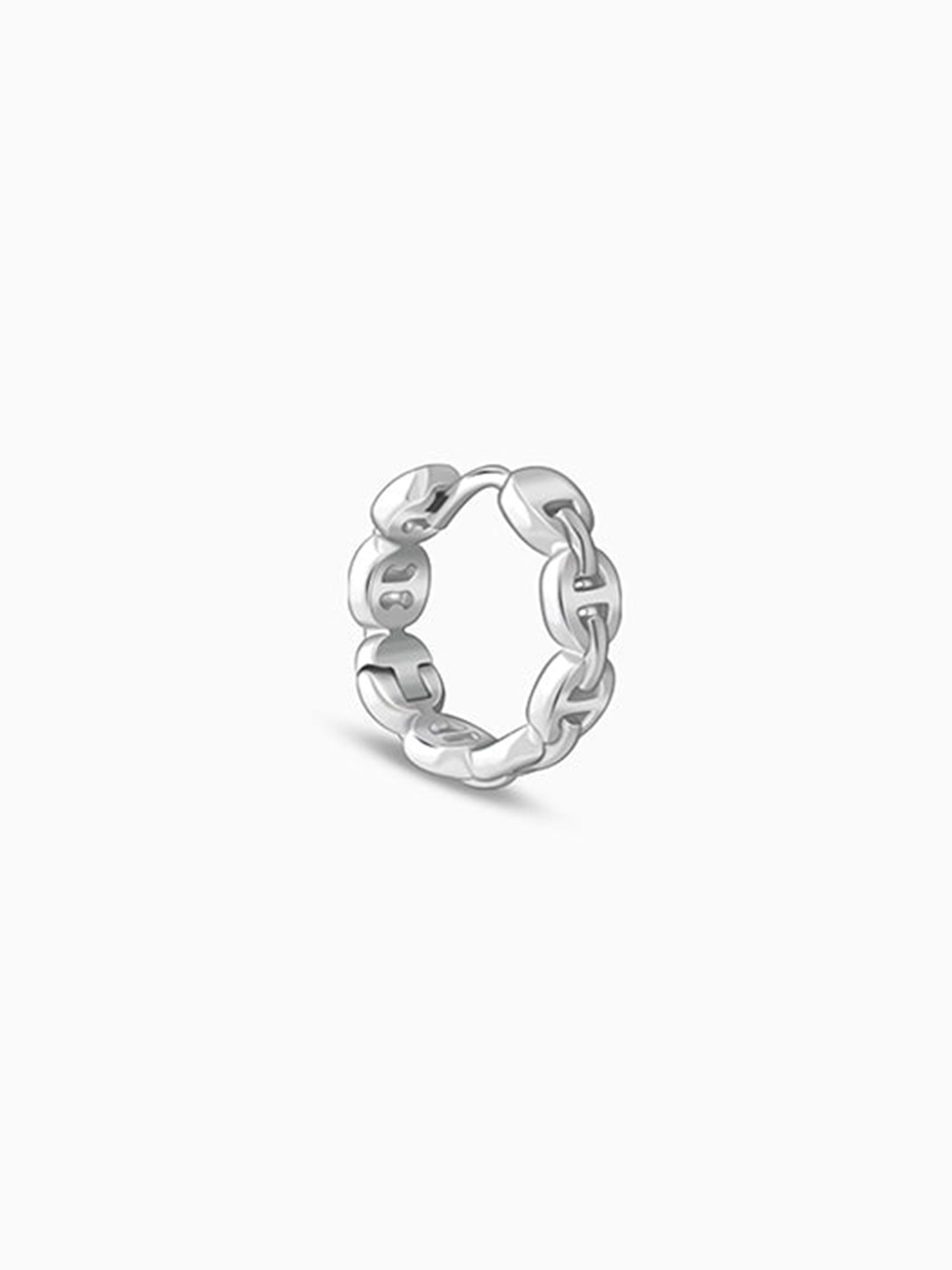 Silver Chain Hoop Earring For Him