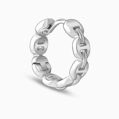 Silver Chain Hoop Earring For Him