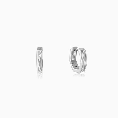 Silver Hexa Hoop Earring For Him