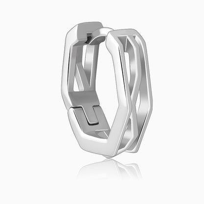 Silver Hexa Hoop Earring For Him