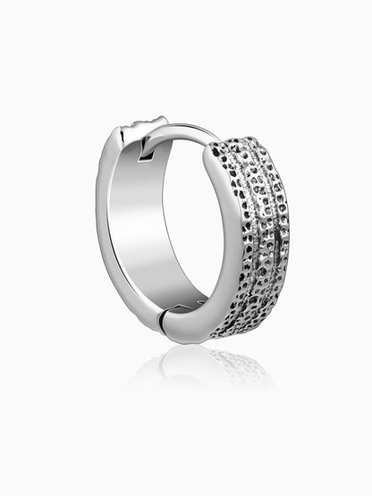 Oxidised Silver Huggie Hoop Earring for Him