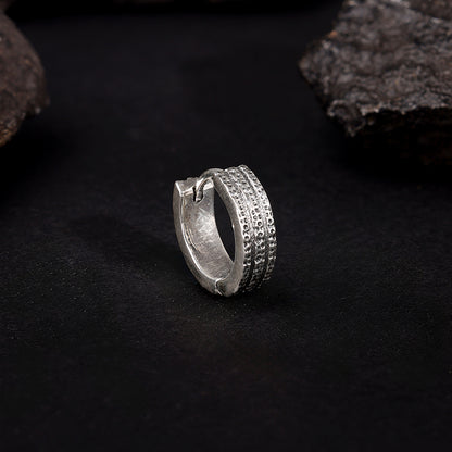 Oxidised Silver Huggie Hoop Earring for Him