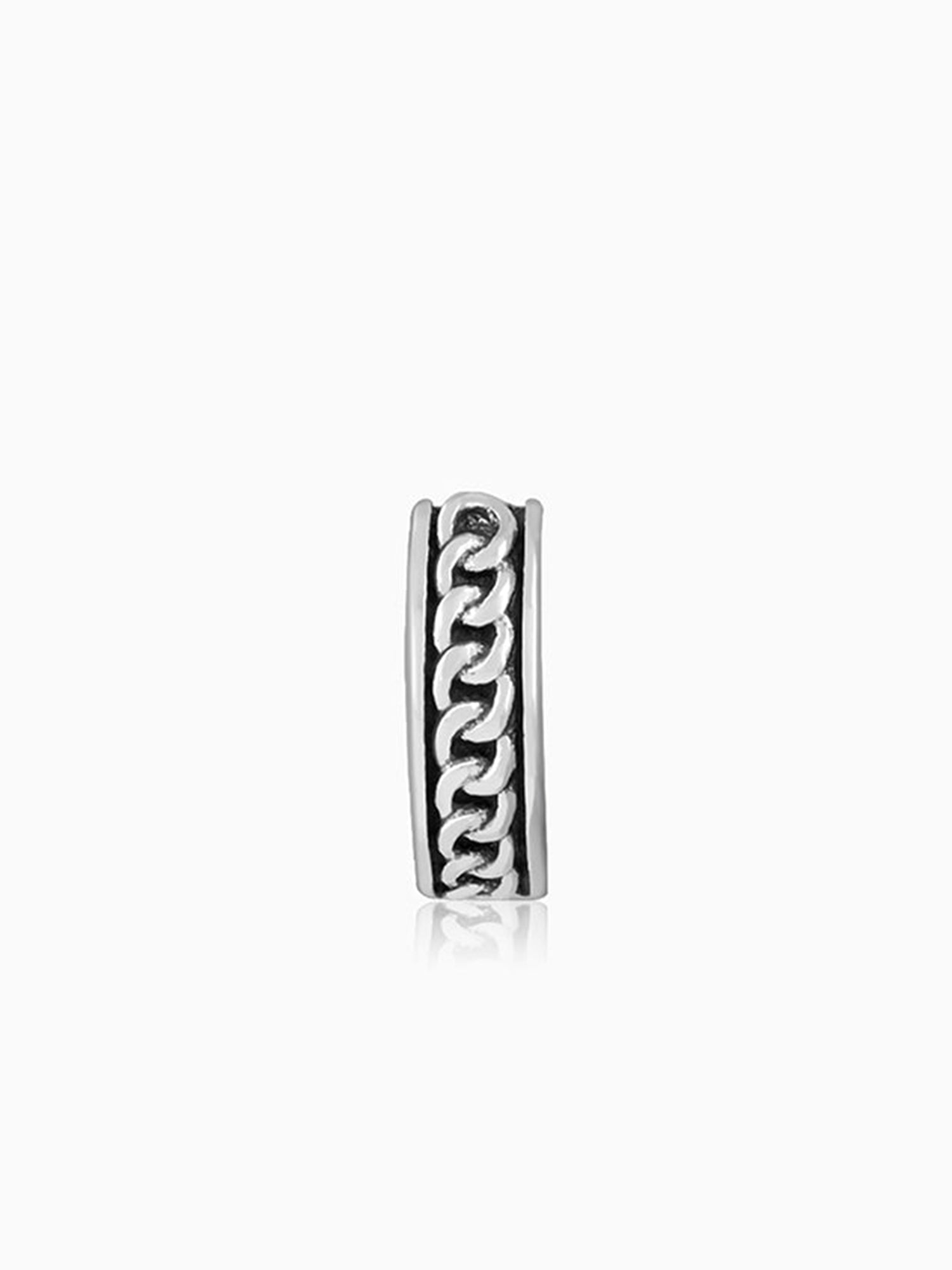 Oxidised Silver Linked Chain Hoop Stud For Him