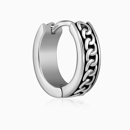 Oxidised Silver Linked Chain Hoop Stud For Him