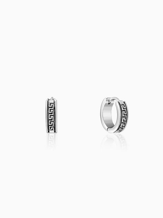Oxidised Silver Modern Hoop Earrings For Him