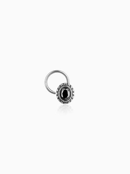 Oxidised Black Oval Stone Nose Pin