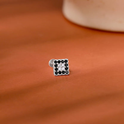 Silver Classy Black Zircon Nose pin