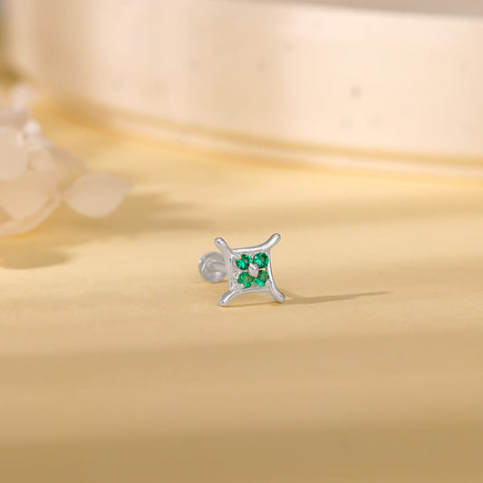 Silver Emerald Green Nose Pin