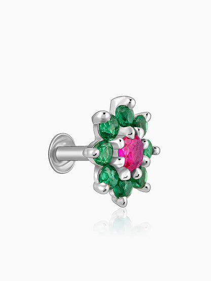 Silver Verdant Bloom Nose Pin