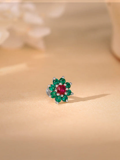 Silver Verdant Bloom Nose Pin