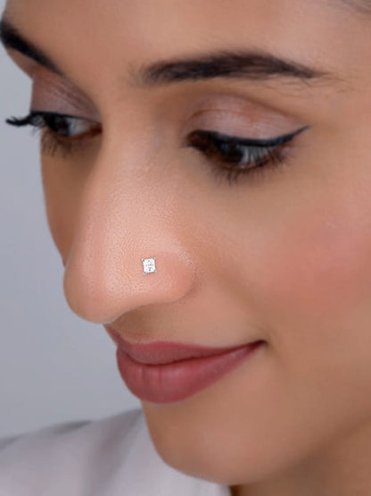 Silver Sparkle Square Nose pin
