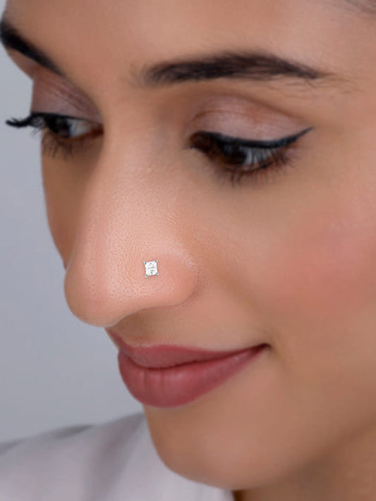 Silver Sparkle Square Nose pin
