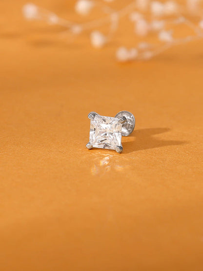 Silver Sparkle Square Nose pin
