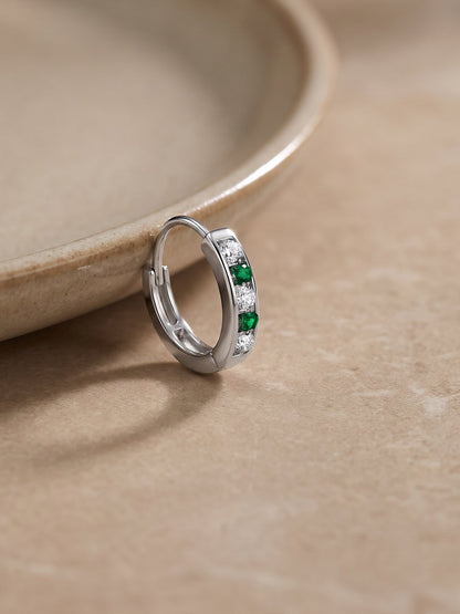 Silver Emerald Aura Nose Ring