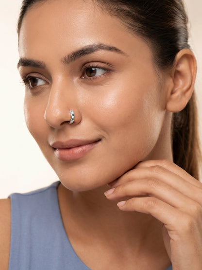 Silver Emerald Aura Nose Ring