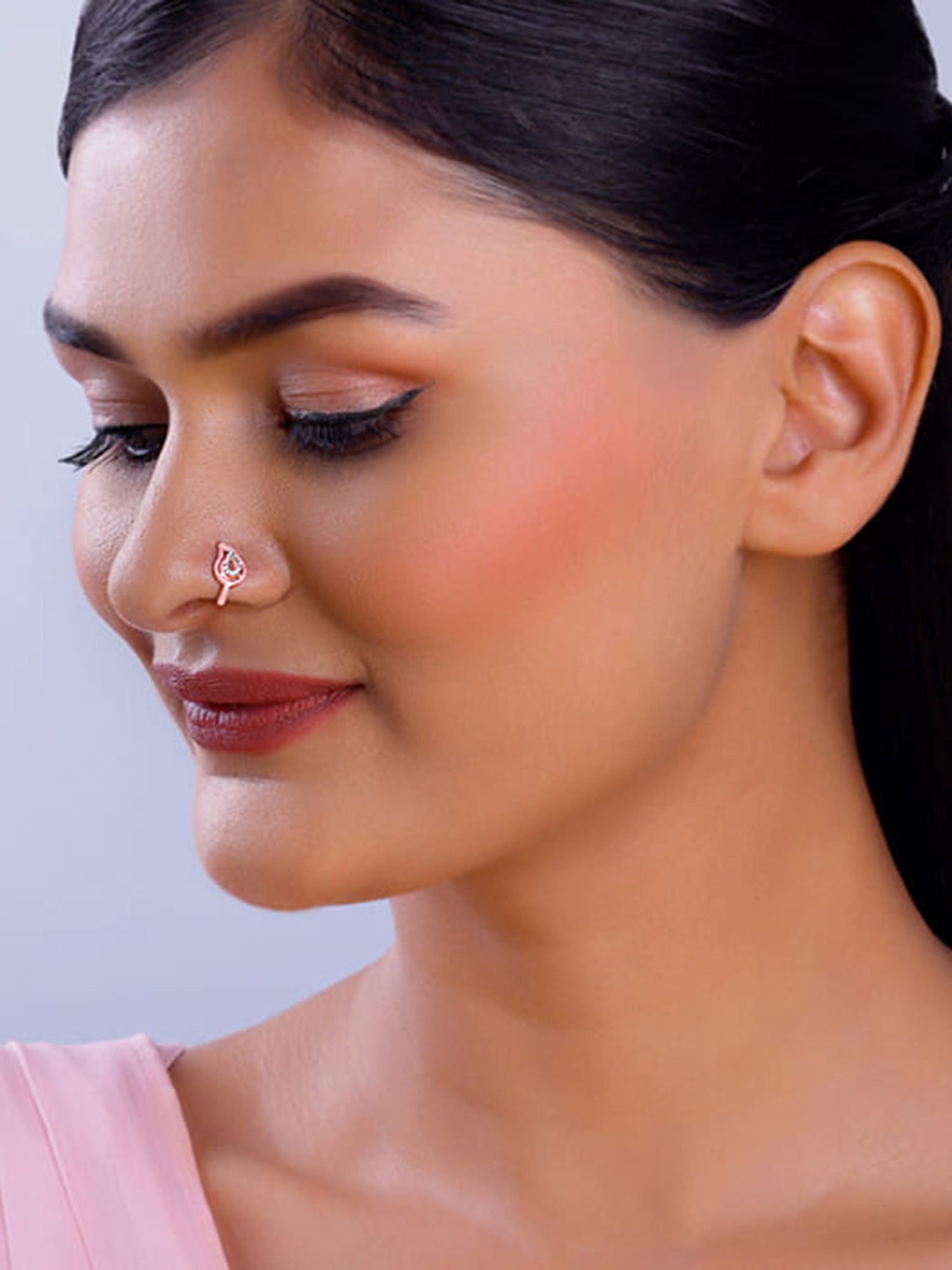 Rose Gold Aam Nose Pin (Clip on)