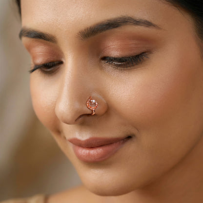 Rose Gold Sharvani Nose Pin (Clip on)