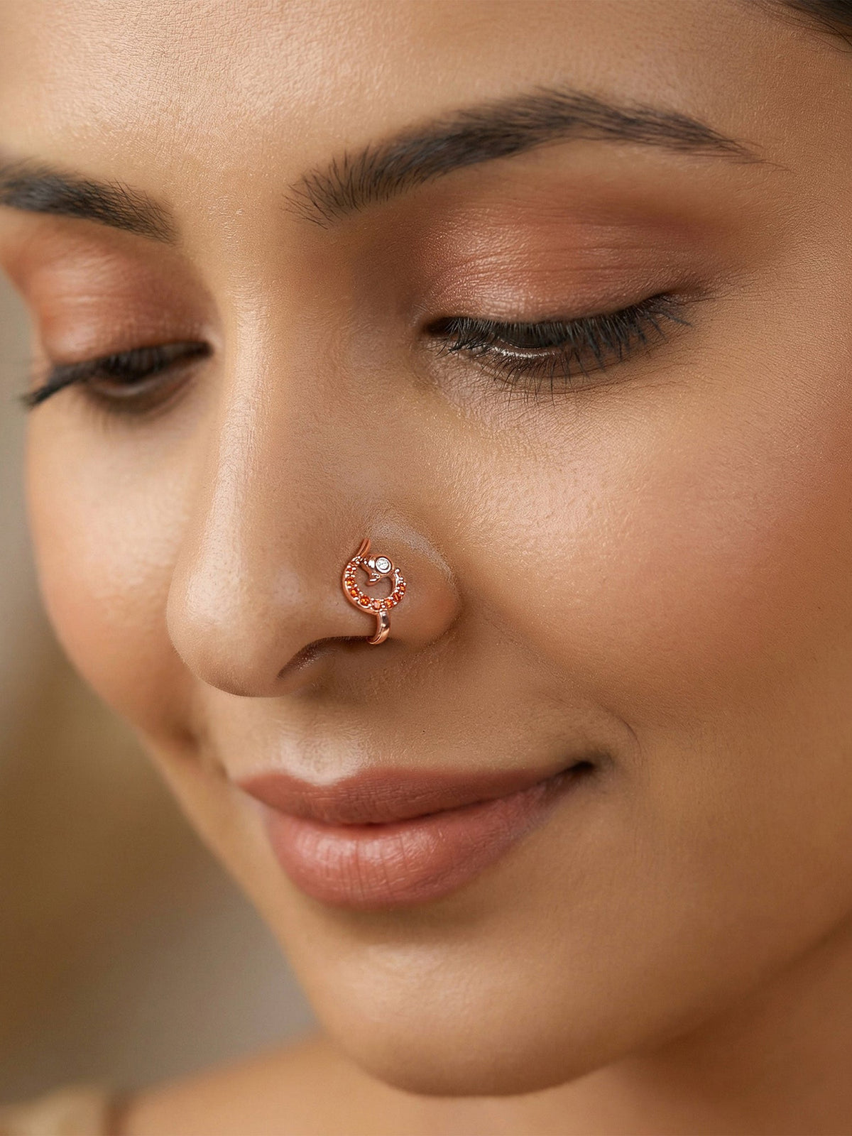 Rose Gold Sharvani Nose Pin (Clip on)