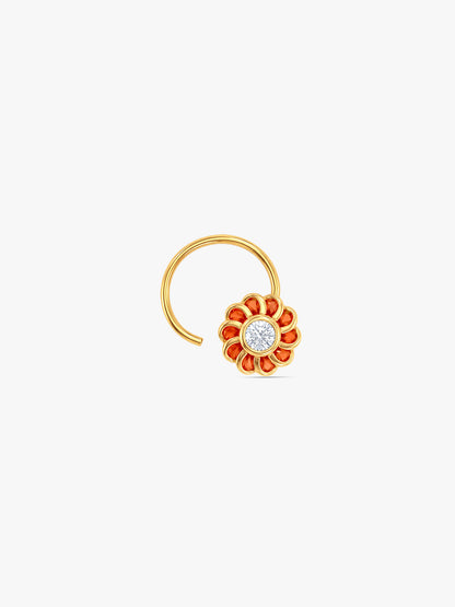 Golden Kesari Jalebi Nose Pin