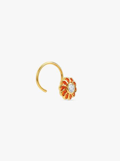 Golden Kesari Jalebi Nose Pin