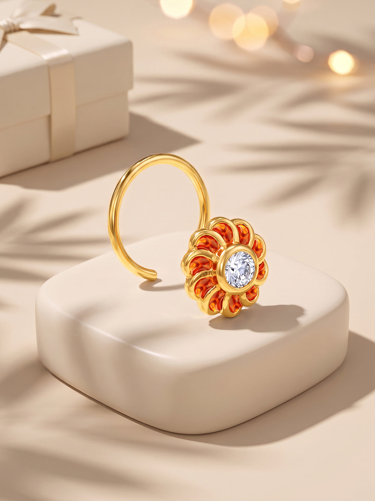 Golden Kesari Jalebi Nose Pin
