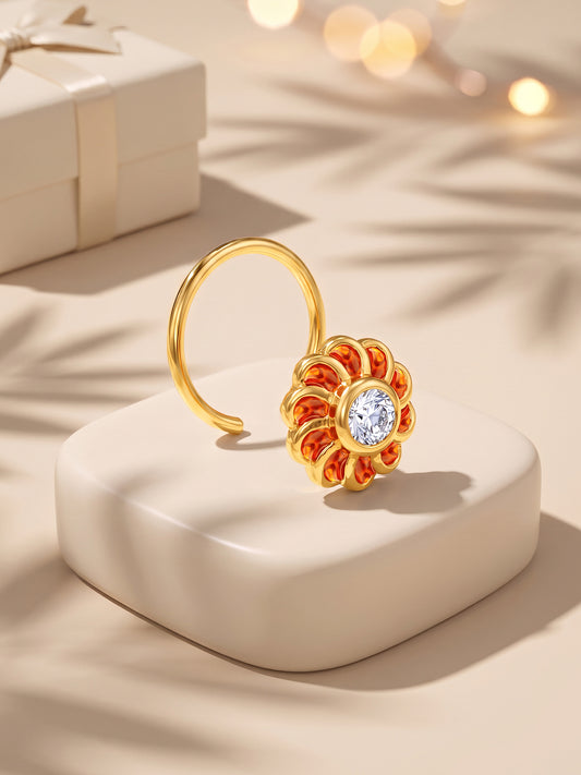 Golden Kesari Jalebi Nose Pin