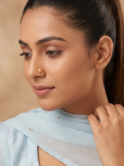 Golden Kesari Jalebi Nose Pin