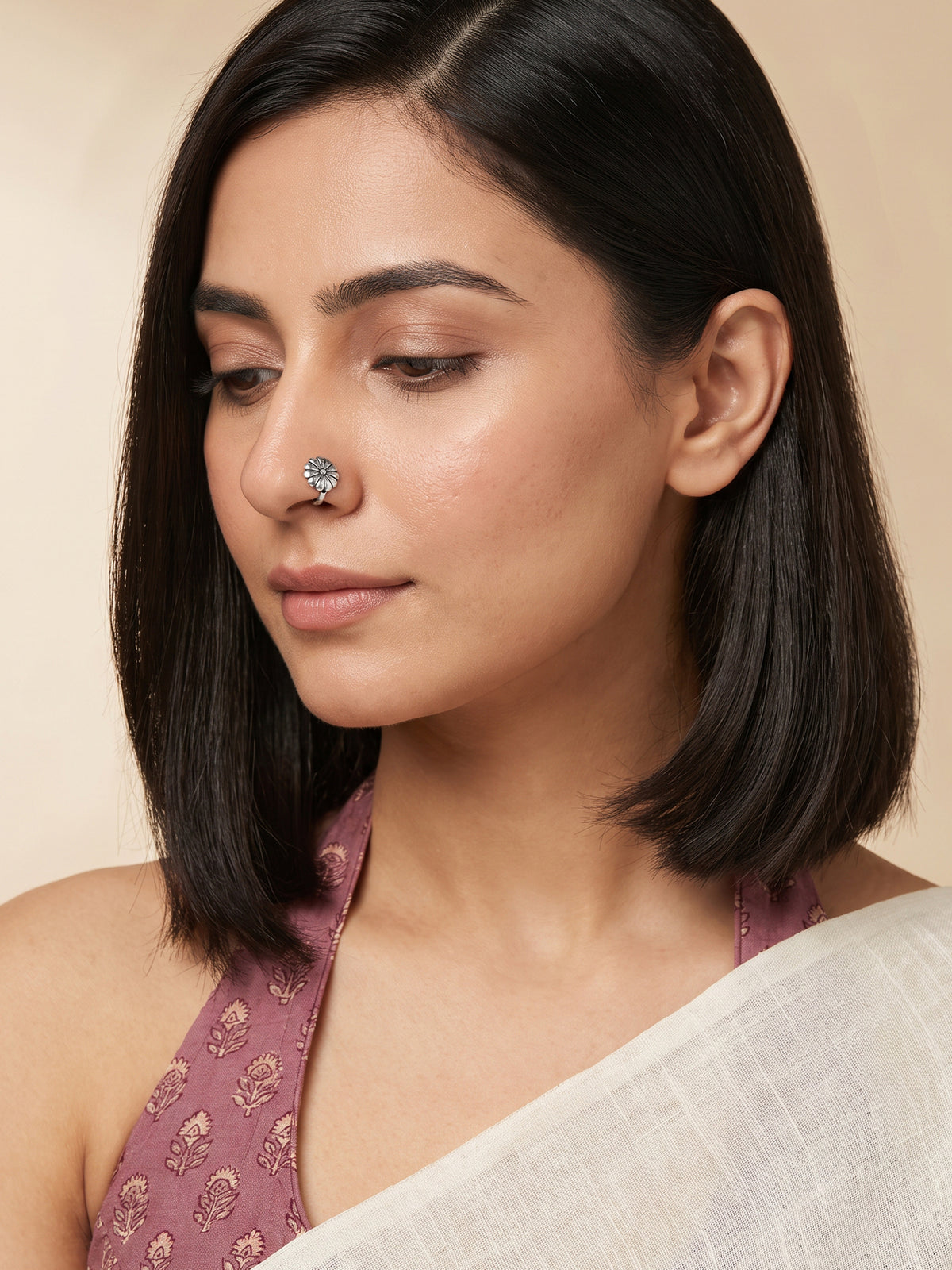 Oxidised Silver Vittorina Nose Pin