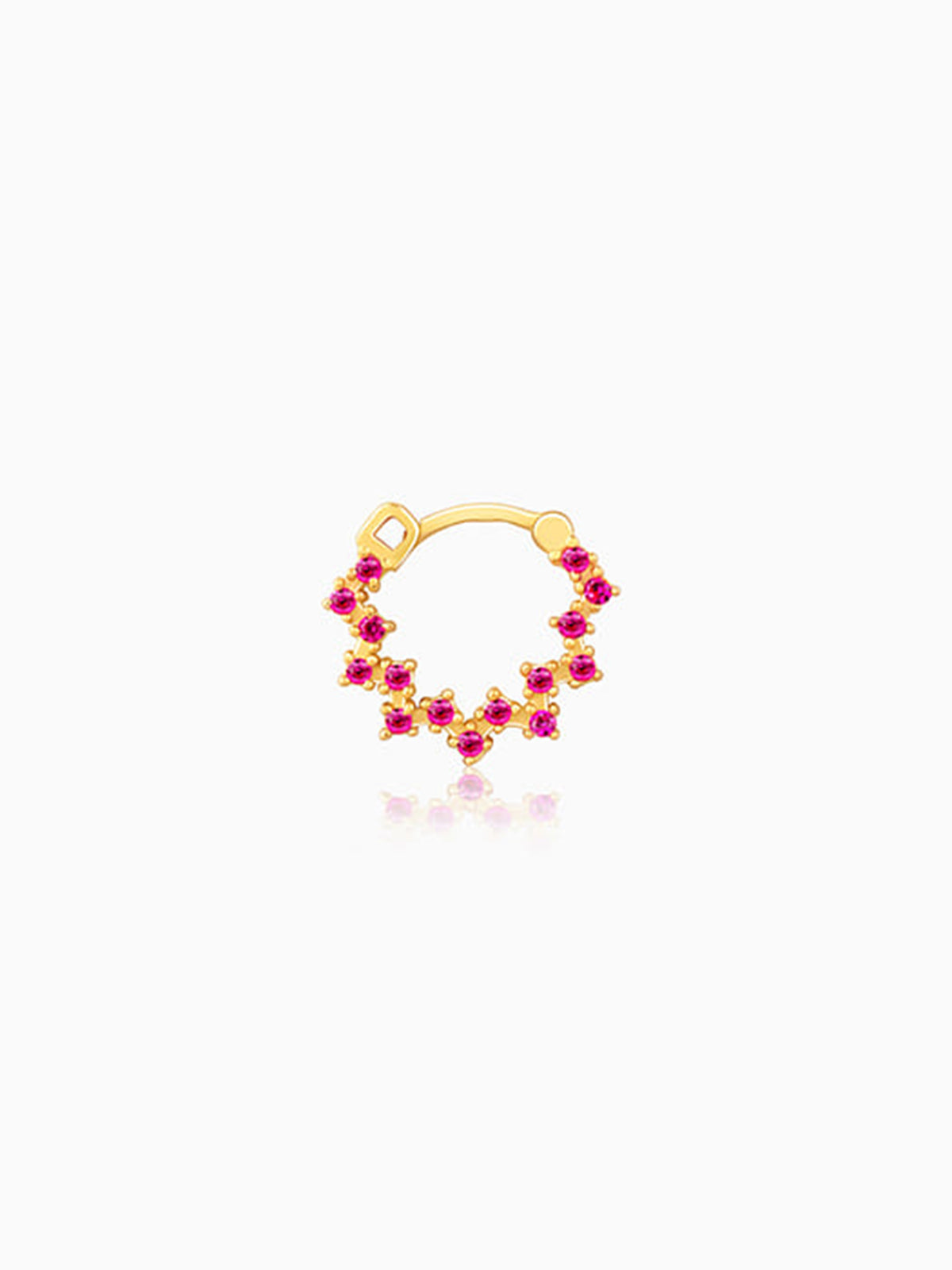 Golden Zig-Zag Red Nose Ring