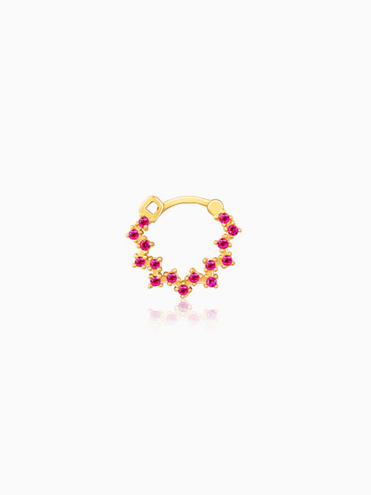 Golden Zig-Zag Red Nose Ring
