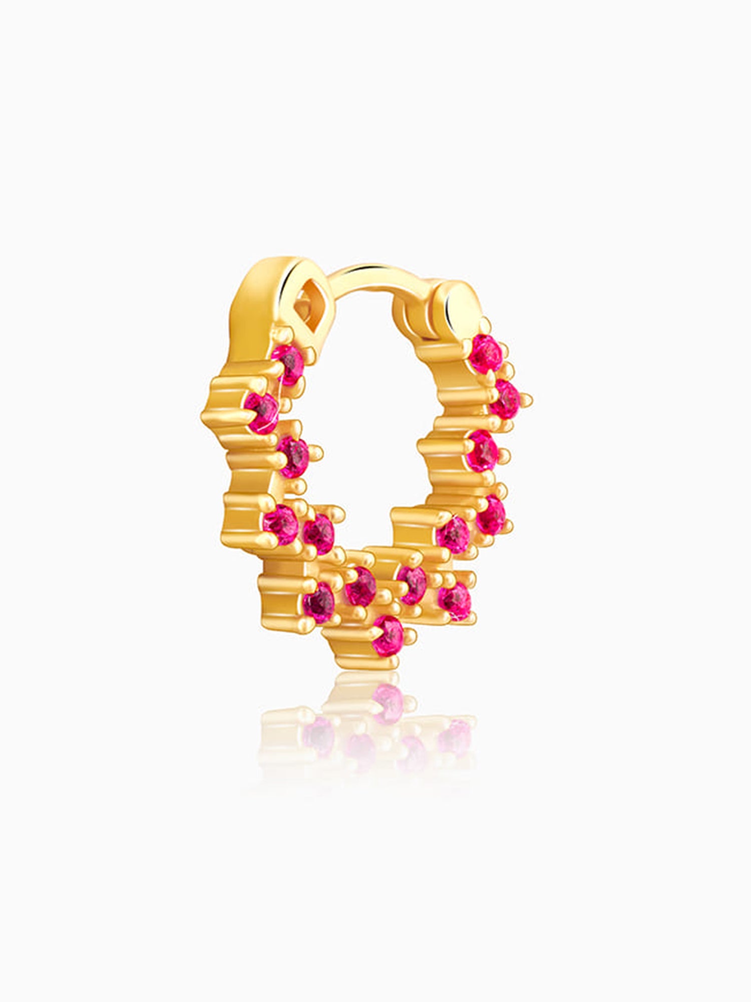 Golden Zig-Zag Red Nose Ring
